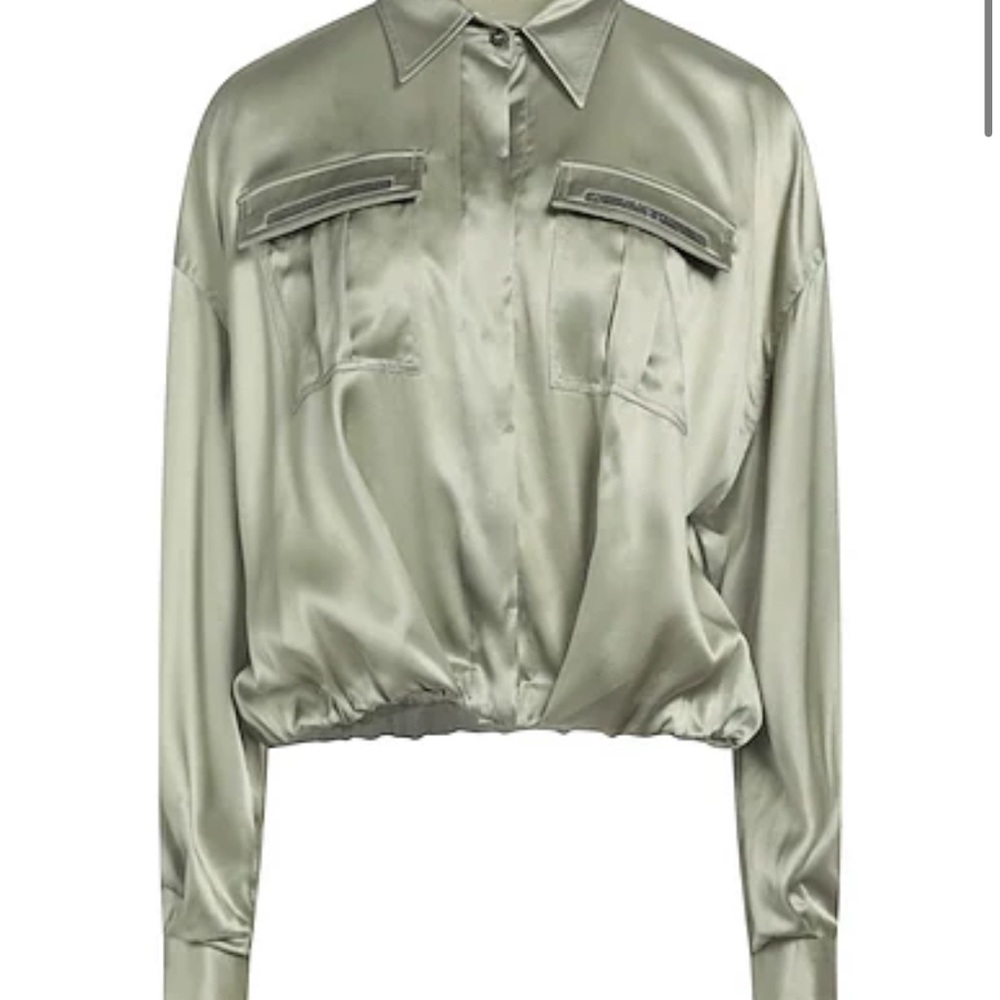 Brunello Cucinelli Sage Green Silk Blouse